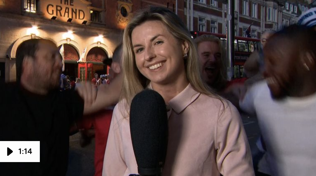 Sky reporter mobbed by England fans in early hours